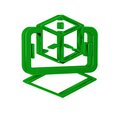 Green 3d modeling icon isolated on transparent background. Augmented reality or virtual reality.