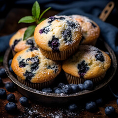 Fluffy blueberry muffins, moist and loaded with fresh blueberries!