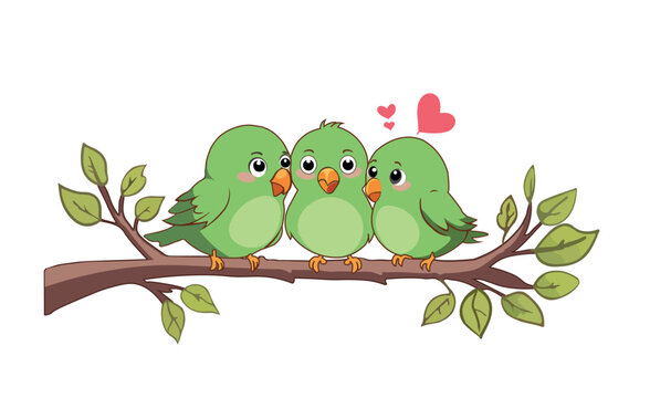 Vector of love birds in the branch 