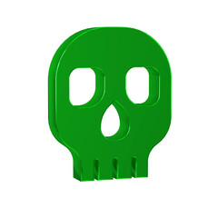 Green Skull icon isolated on transparent background. Happy Halloween party.