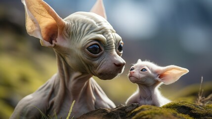 Sphynx cats, futuristic big and small