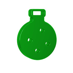 Green Bottle with potion icon isolated on transparent background. Flask with magic potion. Happy Halloween party.