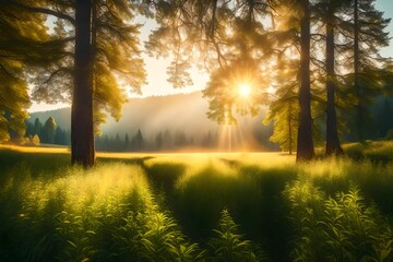 sunrise in the forest