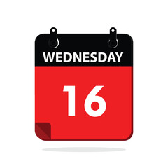 calender icon, 16 wednesday icon with white background