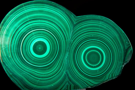 Sample of the cutted green malachite mineral