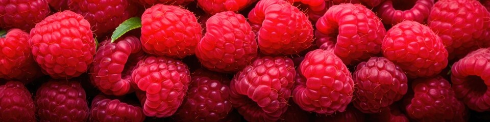 Juicy raspberry. Fruit background from the harvest of ripe organic raspberries