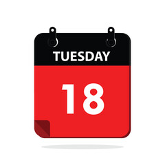 calender icon, 18 tuesday icon with white background