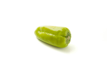 Green bell pepper with soft shadow isolated on white background. .