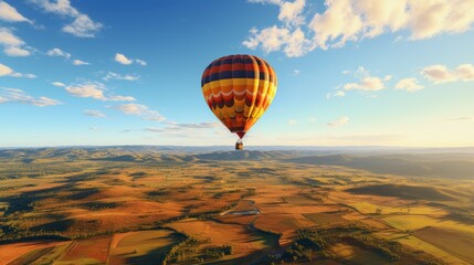 Obraz premium hot air balloon over the field ai generated
