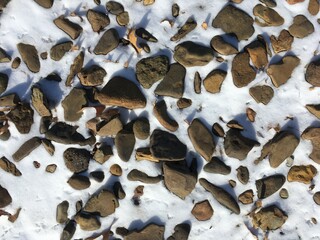 ground with stones and snow