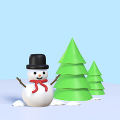 snowman 3d illustration