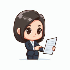Cute happy Female lawyer mascot logo, clipart logo of woman lawye, attorney logo