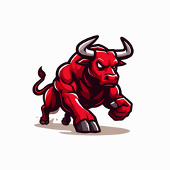 strong mascot logo of red bull, Strong Red Bull Mascot Logo
