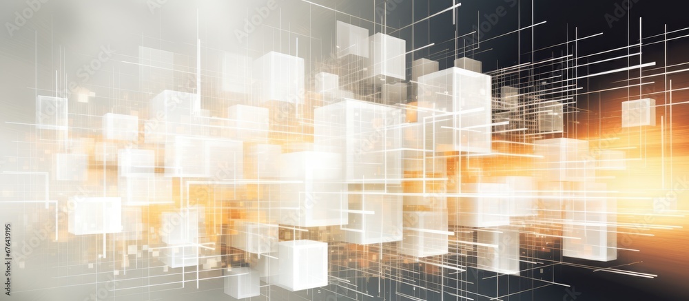 Poster the abstract business design with a background of a white digital building concept showcases an intr