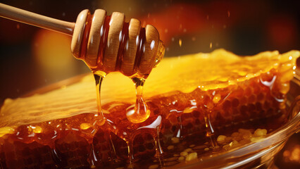 Sweet honey and bees in a commercial advertisement