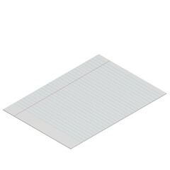 3D rendering illustration of a sheet of lined paper