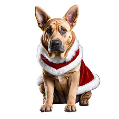 Obraz premium A Cute Dog in Santa Clause Dress - Generative AI