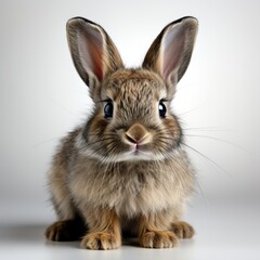 Obraz premium A small rabbit sitting on a white surface.