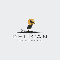 pelican bird logo vintage vector illustration template icon graphic design