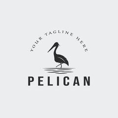 pelican bird logo vintage vector illustration template icon graphic design - obrazy, fototapety, plakaty