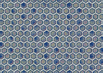 Hexagonal artistic pattern with relief on hexagonal cells - 676440573