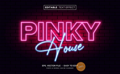Neon pink on the wall text effect - obrazy, fototapety, plakaty