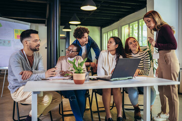 Group of multiethnic business people working together in the office