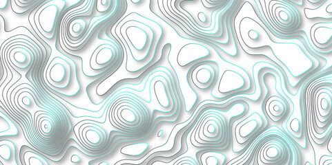 Abstract white background with colorful gradient Topographic line map and shadows . Contour elevation topographic and textured Background Modern design White background with topographic wavy patte.