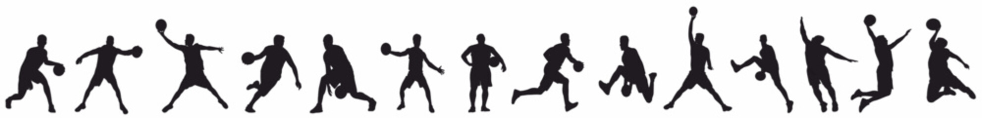  silhouettes of basketball players