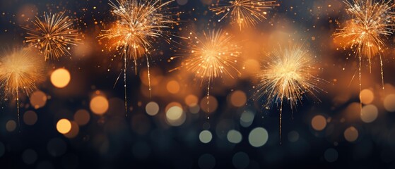 fireworks in silvery background over dark bokeh Generative AI