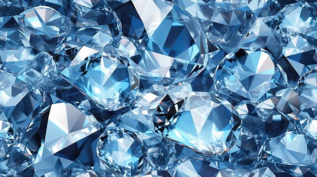 Seamless Blue Diamond pattern background, abstract gem, crystal texture close up, illustration of a background