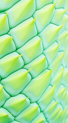 A close up of a green surreal plant, resembling a snake skin or pineapple. The surface arranged in a repeating pattern. 