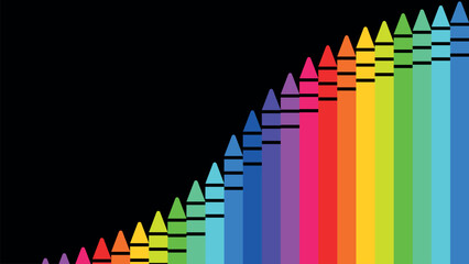 Obraz premium color abstraction, rainbow stripes, LGBT colors on a black background, colored pencils and paints