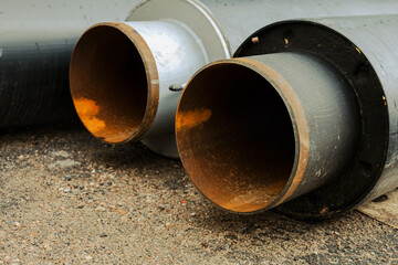 Pre-insulated pipe. Steel pipe with an upper layer of polyurethane foam insulation. Thermal...