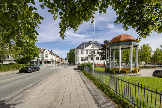 Walking in the streets of Levanger, Trøndelag, Norway