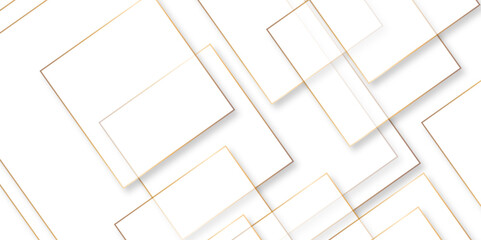 Abstract white geometric random chaotic lines with many squares and triangles shape.Golden Lines Random Distribution Computational Generative Art background illustration.