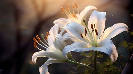 Graceful White Lily. Generative Ai