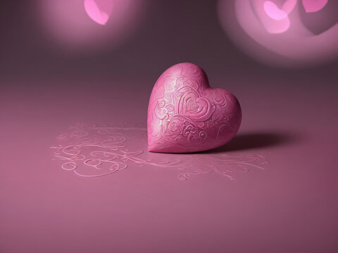 Photorealistic image of a pink heart background, A romantic and elegant style, suitable for Valentine’s Day.. Generative Ai