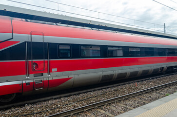 Obraz premium Part of a red fast train to Venice