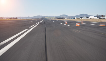 Fototapeta premium Asphalt road panorama in countryside on sunny summer day