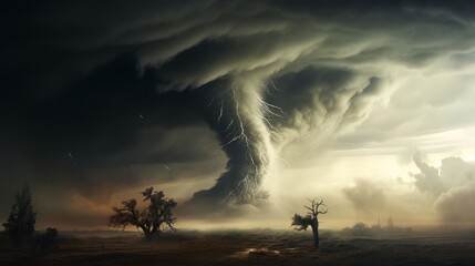 tornado storm ai generated - obrazy, fototapety, plakaty