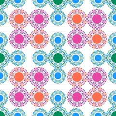 Floral mandala style, colorful pattern background with repeated various botanical details, circular shape, geometric design, for decoration, home decor, wrapping paper, fabric.