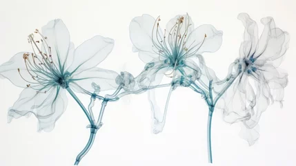 Gardinen an x-ray art image of transparent azalea on white background. Beautiful blooming flowers. Illustration for cover, card, postcard, interior design, packaging, invitations or print © Romana
