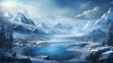 Winter landscape with stunning views that hides its secret secrets and stories game art