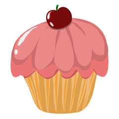 cupcake with cherry vector illustration 
