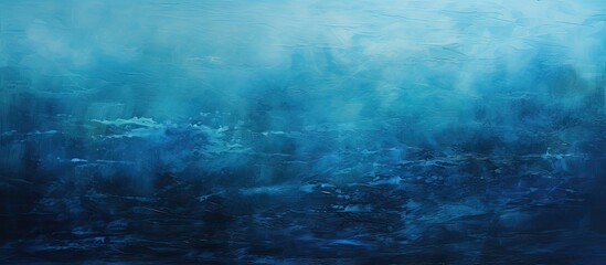 The abstract painting of a blue sea with an old textured steel background captures the mesmerizing pattern and light reflections of the underwater surf