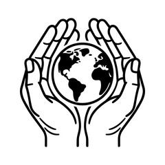 A hand holds an Earth globe. Concept of caring for the Earth. Vector illustration