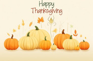 vector illustration of thanksgiving sentiments or pumpkins