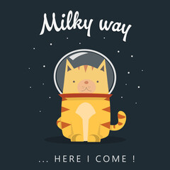 Vector astronaut cat illustration