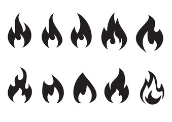Vector simple fire icon set